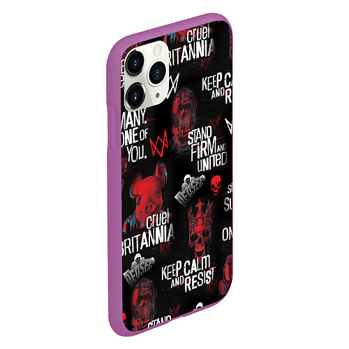 Чехол iPhone 11 Pro матовый WATCH DOGS LEGION REVOLUTION PATTERN / 3D-Фиолетовый – фото 2