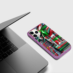Чехол iPhone 11 Pro матовый Бодрый Новый год, цвет: 3D-фиолетовый — фото 2