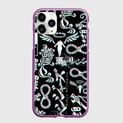 Чехол iPhone 11 Pro матовый ТОКИЙСКИЕ МСТИТЕЛИ ГЛИТЧ, GLITCH, цвет: 3D-фиолетовый