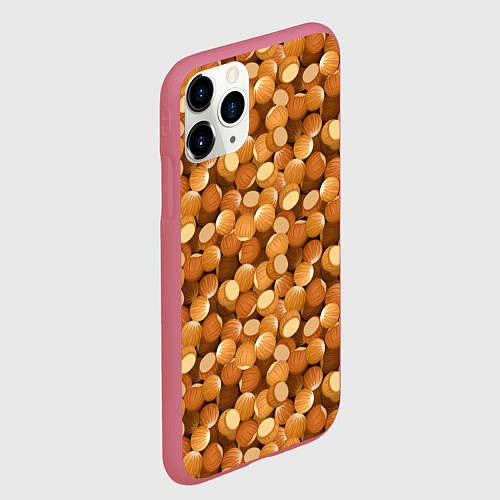Чехол iPhone 11 Pro матовый Орехи Фундук / 3D-Малиновый – фото 2