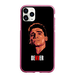 Чехол iPhone 11 Pro матовый DENVER, БУМАЖНЫЙ ДОМ, цвет: 3D-малиновый