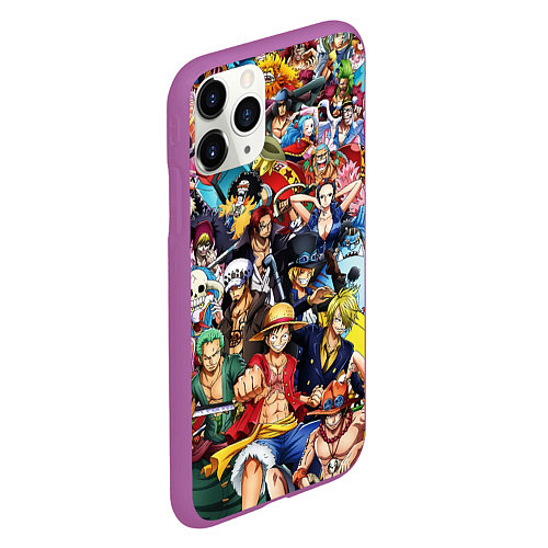 Чехол iPhone 11 Pro матовый ВСЕ ГЕРОИ АНИМЕ ВАН ПИС ALL HEROES ONE PIECE / 3D-Фиолетовый – фото 2