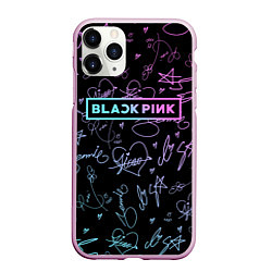 Чехол iPhone 11 Pro матовый NEON BLACKPINK АВТОГРАФЫ, цвет: 3D-розовый