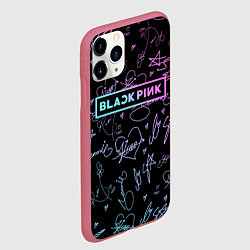 Чехол iPhone 11 Pro матовый NEON BLACKPINK АВТОГРАФЫ, цвет: 3D-малиновый — фото 2