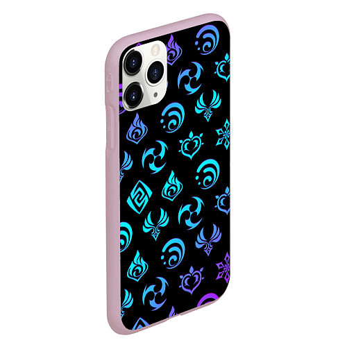 Чехол iPhone 11 Pro матовый NEON SYMBOL HERO GENSHIN IMPACT / 3D-Розовый – фото 2