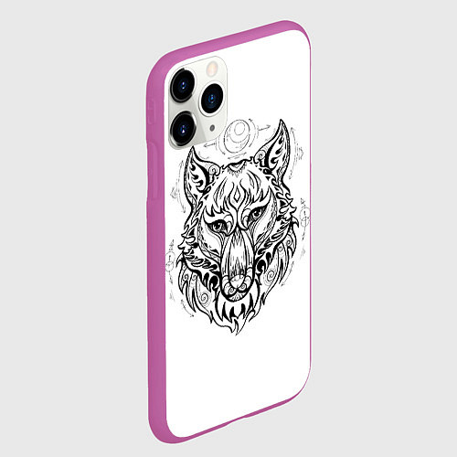 Чехол iPhone 11 Pro матовый Волчий портрет / 3D-Фиолетовый – фото 2