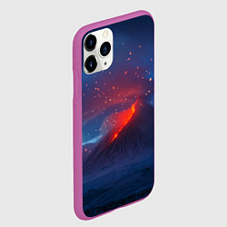 Чехол iPhone 11 Pro матовый Извержение вулкана ночью, цвет: 3D-фиолетовый — фото 2