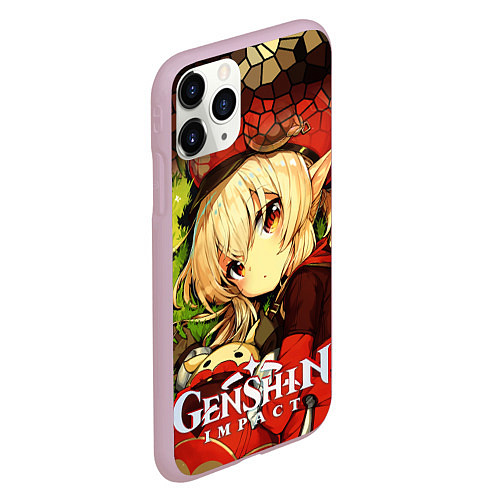 Чехол iPhone 11 Pro матовый Кли - искорка из Genshin Impact / 3D-Розовый – фото 2