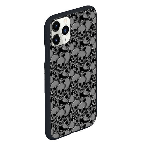 Чехол iPhone 11 Pro матовый Gray skulls / 3D-Черный – фото 2