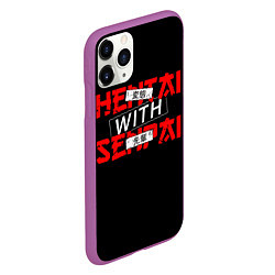 Чехол iPhone 11 Pro матовый HENTAI WITH SENPAI, цвет: 3D-фиолетовый — фото 2