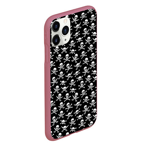 Чехол iPhone 11 Pro матовый Roger skull / 3D-Малиновый – фото 2