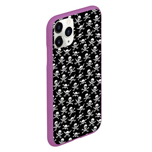 Чехол iPhone 11 Pro матовый Roger skull / 3D-Фиолетовый – фото 2