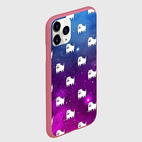 Чехол iPhone 11 Pro матовый UNDERTALE DOGS PATTERN SPACE / 3D-Малиновый – фото 2