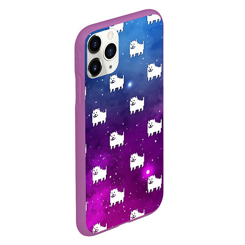 Чехол iPhone 11 Pro матовый UNDERTALE DOGS PATTERN SPACE / 3D-Фиолетовый – фото 2