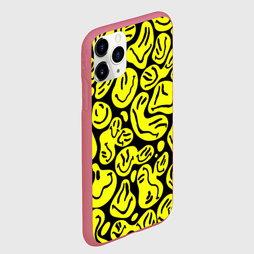 Чехол iPhone 11 Pro матовый The Смайлики / 3D-Малиновый – фото 2
