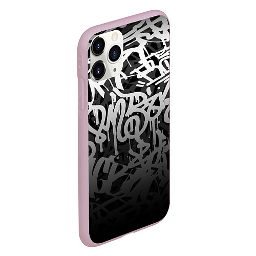 Чехол iPhone 11 Pro матовый GRAFFITI WHITE TAGS ГРАФФИТИ / 3D-Розовый – фото 2