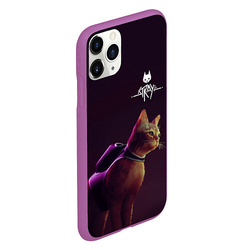 Чехол iPhone 11 Pro матовый Stray: Wandering Cat / 3D-Фиолетовый – фото 2