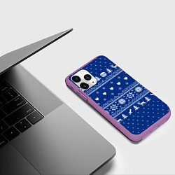 Чехол iPhone 11 Pro матовый НОВОГОДНИЙ СВИТЕР UNDERTALE SANS СИНИЙ, цвет: 3D-фиолетовый — фото 2