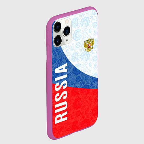 Чехол iPhone 11 Pro матовый RUSSIA SPORT STYLE РОССИЯ СПОРТИВНЫЙ СТИЛЬ / 3D-Фиолетовый – фото 2