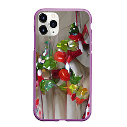 Чехол iPhone 11 Pro матовый Зимние ягоды, цвет: 3D-фиолетовый