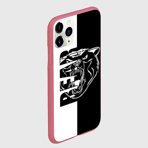 Чехол iPhone 11 Pro матовый BEAR Медведь / 3D-Малиновый – фото 2