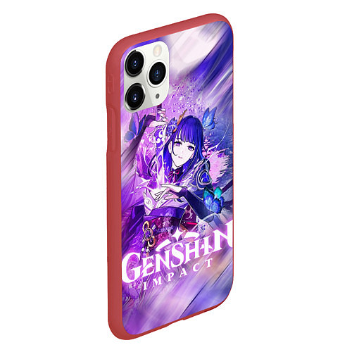 Чехол iPhone 11 Pro матовый SHOGUN RAIDEN NEON KATANA, GENSHIN IMPACT / 3D-Красный – фото 2