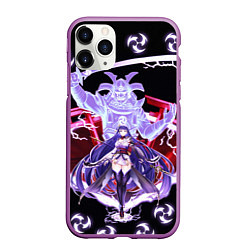 Чехол iPhone 11 Pro матовый SHOGUN RAIDEN SAMURAI DEMON GENSHIN IMPACT, цвет: 3D-фиолетовый