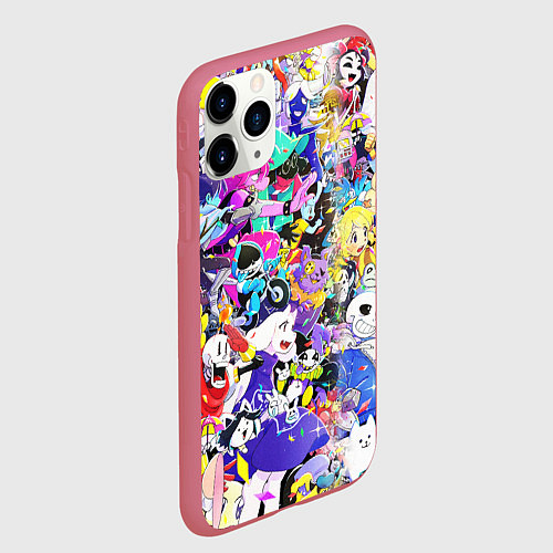 Чехол iPhone 11 Pro матовый UNDERTALE PATTERN HEROES, ВСЕ ГЕРОИ ИГРЫ / 3D-Малиновый – фото 2