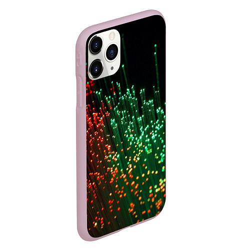 Чехол iPhone 11 Pro матовый Неоновые светящиеся палочки / 3D-Розовый – фото 2