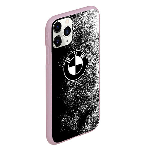 Чехол iPhone 11 Pro матовый BMW ЧБ Логотип / 3D-Розовый – фото 2