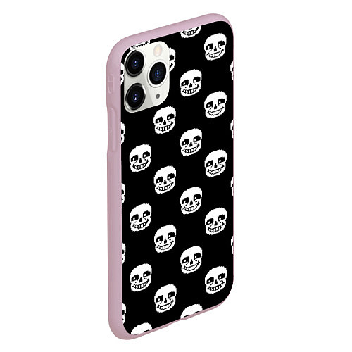 Чехол iPhone 11 Pro матовый UNDERTALE SANS SKULL FACE PATTERN УЗОР / 3D-Розовый – фото 2