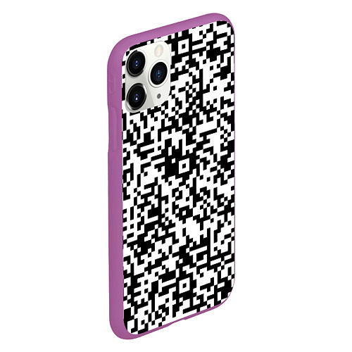 Чехол iPhone 11 Pro матовый Стиль QR код / 3D-Фиолетовый – фото 2
