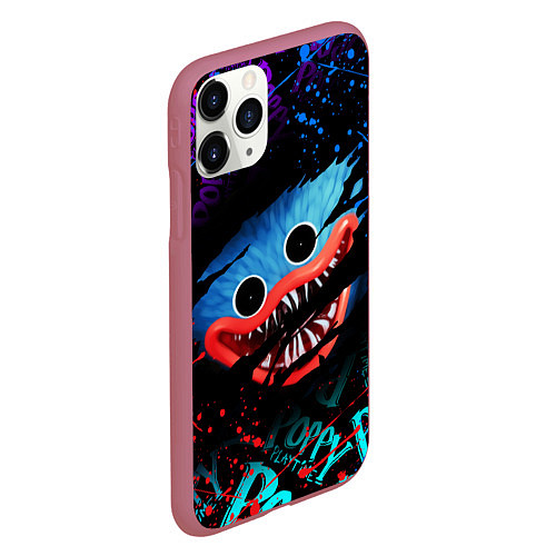 Чехол iPhone 11 Pro матовый POPPY PLAYTIME ЛИЦО МОНСТРА ХАГИ ВАГИ / 3D-Малиновый – фото 2