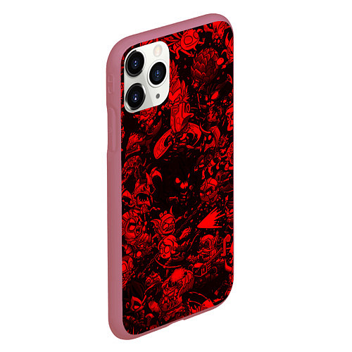 Чехол iPhone 11 Pro матовый DOTA 2 HEROES RED PATTERN ДОТА 2 / 3D-Малиновый – фото 2