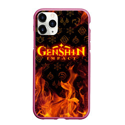 Чехол iPhone 11 Pro матовый GENSHIN IMPACT FIRE SYMBOL ОГНЕННАЯ СТИХИЯ