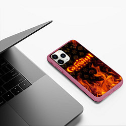 Чехол iPhone 11 Pro матовый GENSHIN IMPACT FIRE SYMBOL ОГНЕННАЯ СТИХИЯ, цвет: 3D-малиновый — фото 2