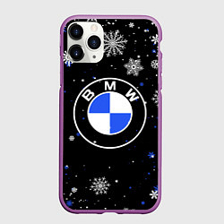 Чехол iPhone 11 Pro матовый НОВОГОДНИЙ БМВ НОВЫЙ ГОД BMW, цвет: 3D-фиолетовый