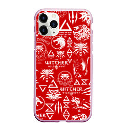 Чехол iPhone 11 Pro матовый THE WITCHER LOGOBOMBING ЛОГОТИПЫ ВЕДЬМАКА, цвет: 3D-розовый