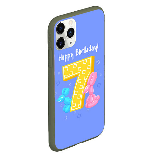 Чехол iPhone 11 Pro матовый Седьмой день рождения / 3D-Темно-зеленый – фото 2