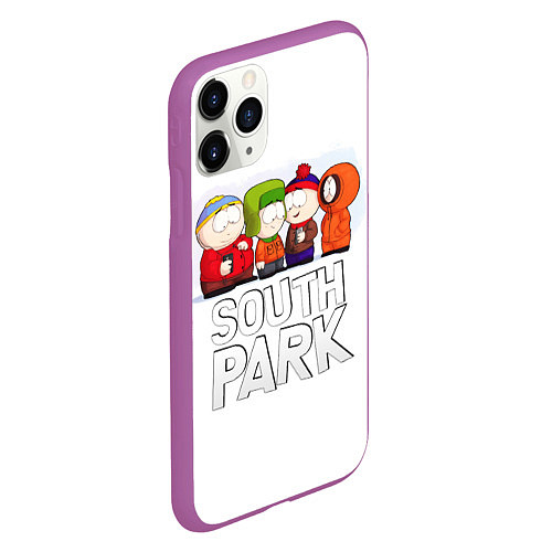 Чехол iPhone 11 Pro матовый South Park - Южный парк Кенни, Кайл, Стэн и Эрик / 3D-Фиолетовый – фото 2