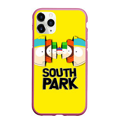 Чехол iPhone 11 Pro матовый South Park - Южный парк персонажи, цвет: 3D-малиновый