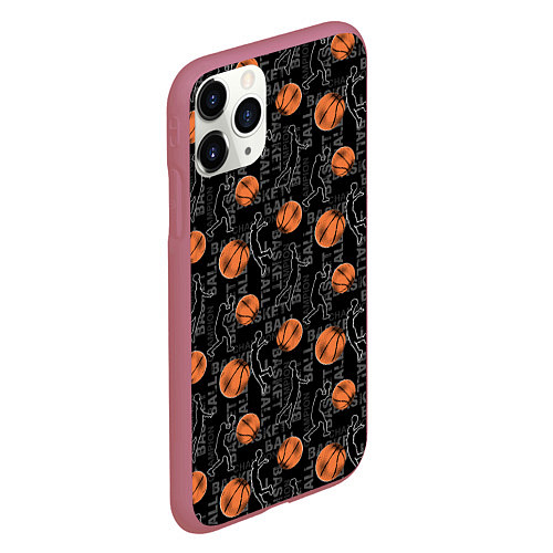 Чехол iPhone 11 Pro матовый BASKETBALL - Баскетбол / 3D-Малиновый – фото 2