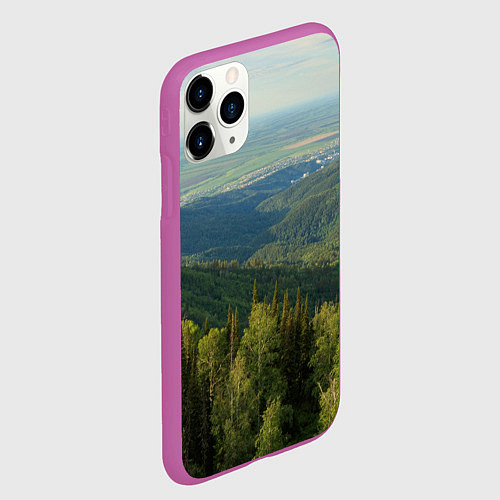 Чехол iPhone 11 Pro матовый Природный пейзаж / 3D-Фиолетовый – фото 2
