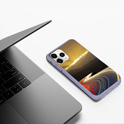 Чехол iPhone 11 Pro матовый Ночная трасса, Мерседес, цвет: 3D-светло-сиреневый — фото 2