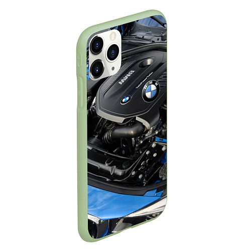 Чехол iPhone 11 Pro матовый BMW Engine Twin Power Turbo / 3D-Салатовый – фото 2