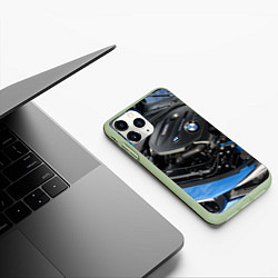 Чехол iPhone 11 Pro матовый BMW Engine Twin Power Turbo, цвет: 3D-салатовый — фото 2