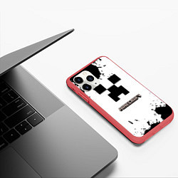 Чехол iPhone 11 Pro матовый Minecraft майнкрафт, цвет: 3D-красный — фото 2