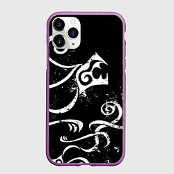 Чехол iPhone 11 Pro матовый ТАТУИРОВКА ДРАКЕНА WHITE AND BLACK, цвет: 3D-фиолетовый