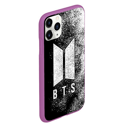 Чехол iPhone 11 Pro матовый BTS ЧБ / 3D-Фиолетовый – фото 2