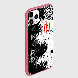Чехол iPhone 11 Pro матовый The Witcher black & white, цвет: 3D-малиновый — фото 2
